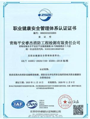 职业健康安全管理体系证书